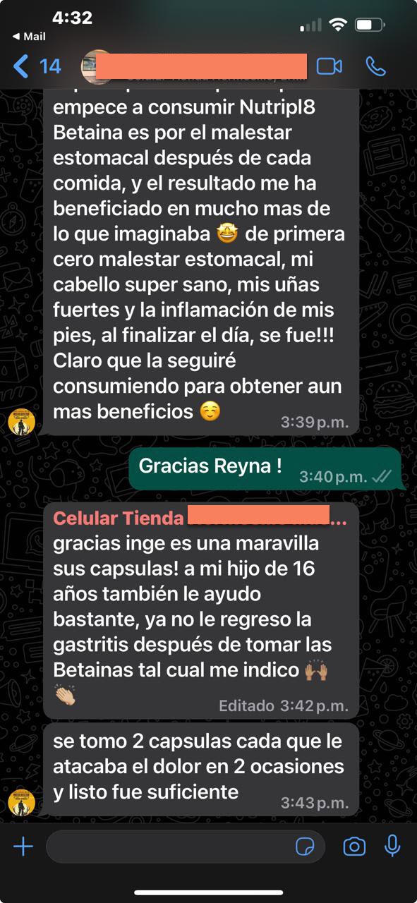 Testimonio de cliente por WhatsApp sobre malestar
